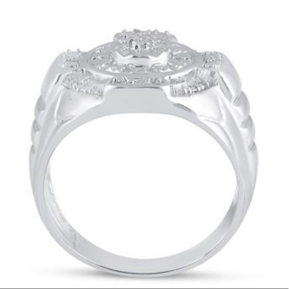 REAL DIAMOND 1/10ct MEN Statement head turner ring! NOT CZ! HUGE Sale HURRY! WOW - Picture 3 of 5